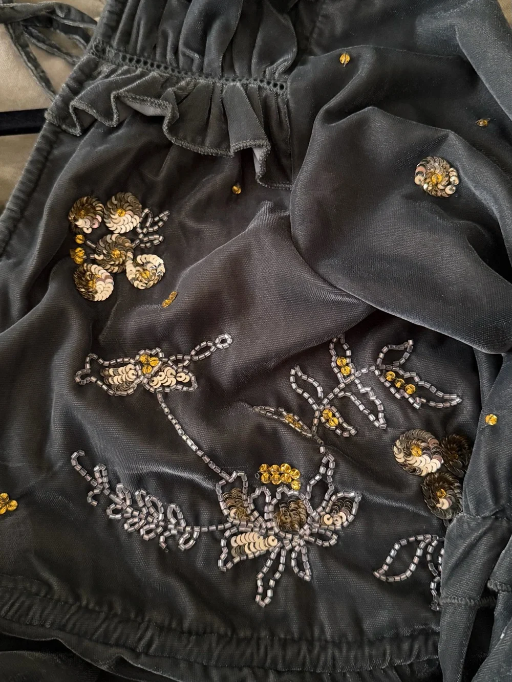 Embroidered Velvet Women's Dress - Picture 7 of 8